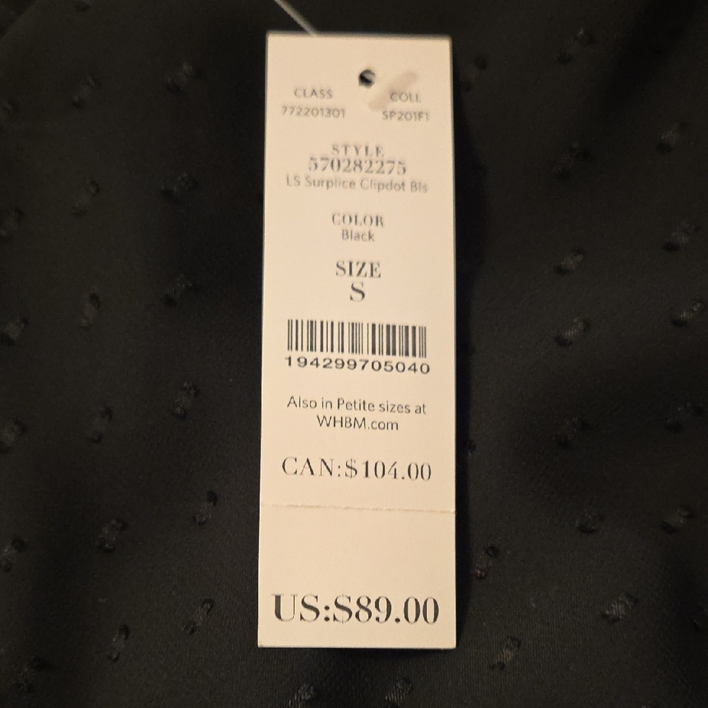 White House Black Market Black Surplice Top